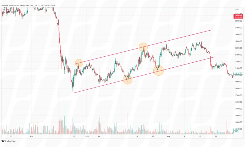 identify the range and establish entry and exit points in trading chart