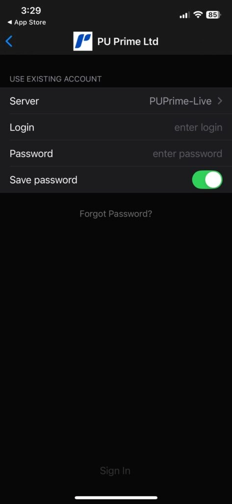 Choose your broker’s server, enter your login details, and you’re in – PU Prime | More Than Trading broker's server