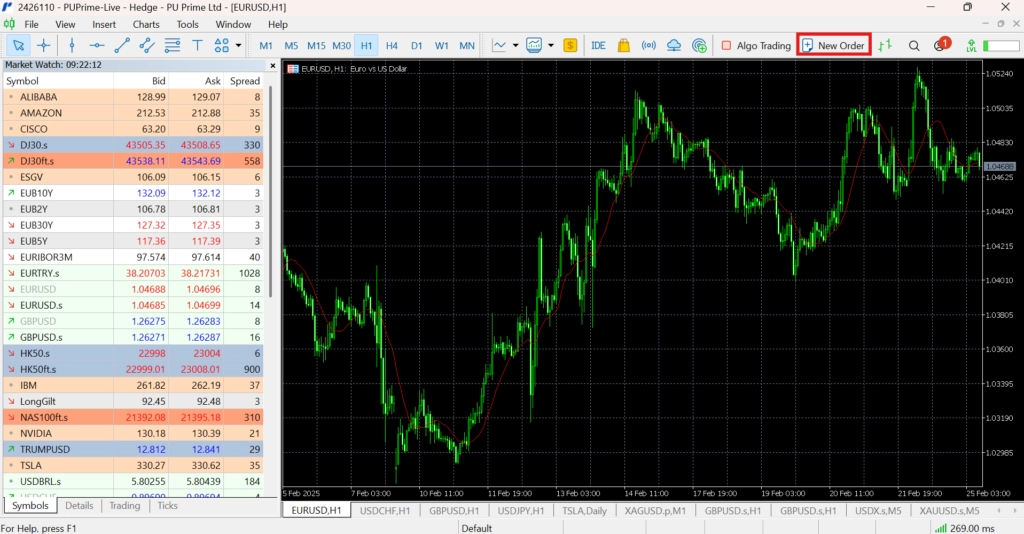 Open the “New Order” Window – PU Prime | More Than Trading